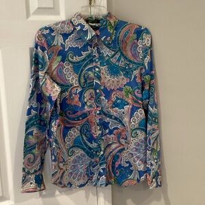 Ralph Lauren Blue and Pink Paisley Button Down Shirt